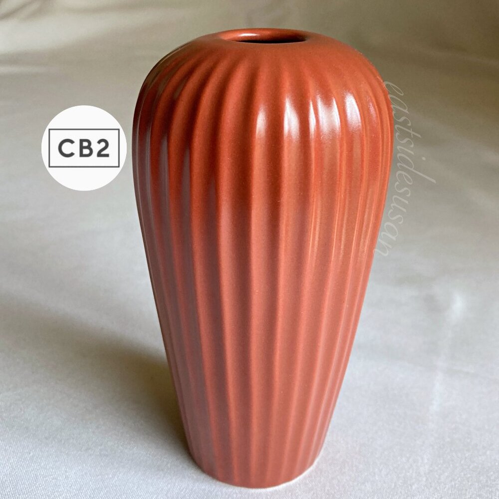 CB2 Ribbed Ceramic Vase EUC